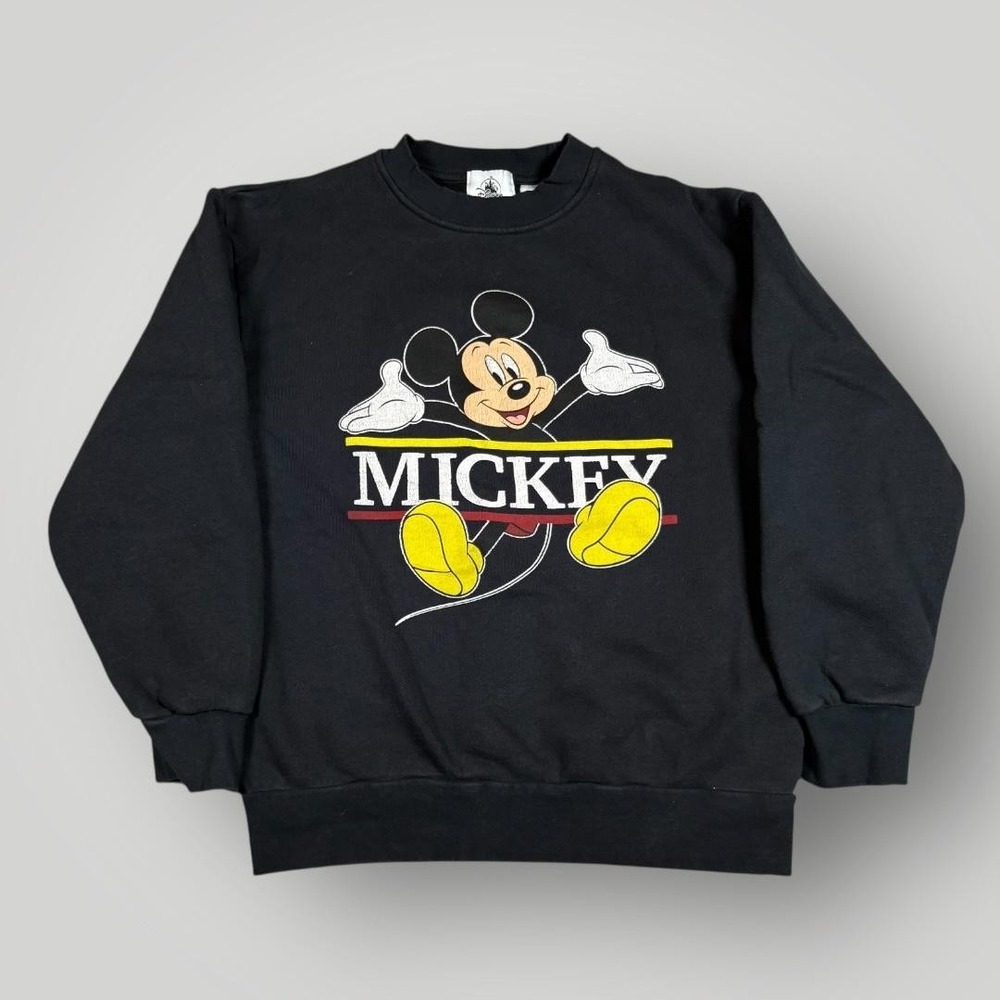 Disney Mickey Mouse Sweatshirt Womens XS Black Fleece Pullover Walt Disney World
